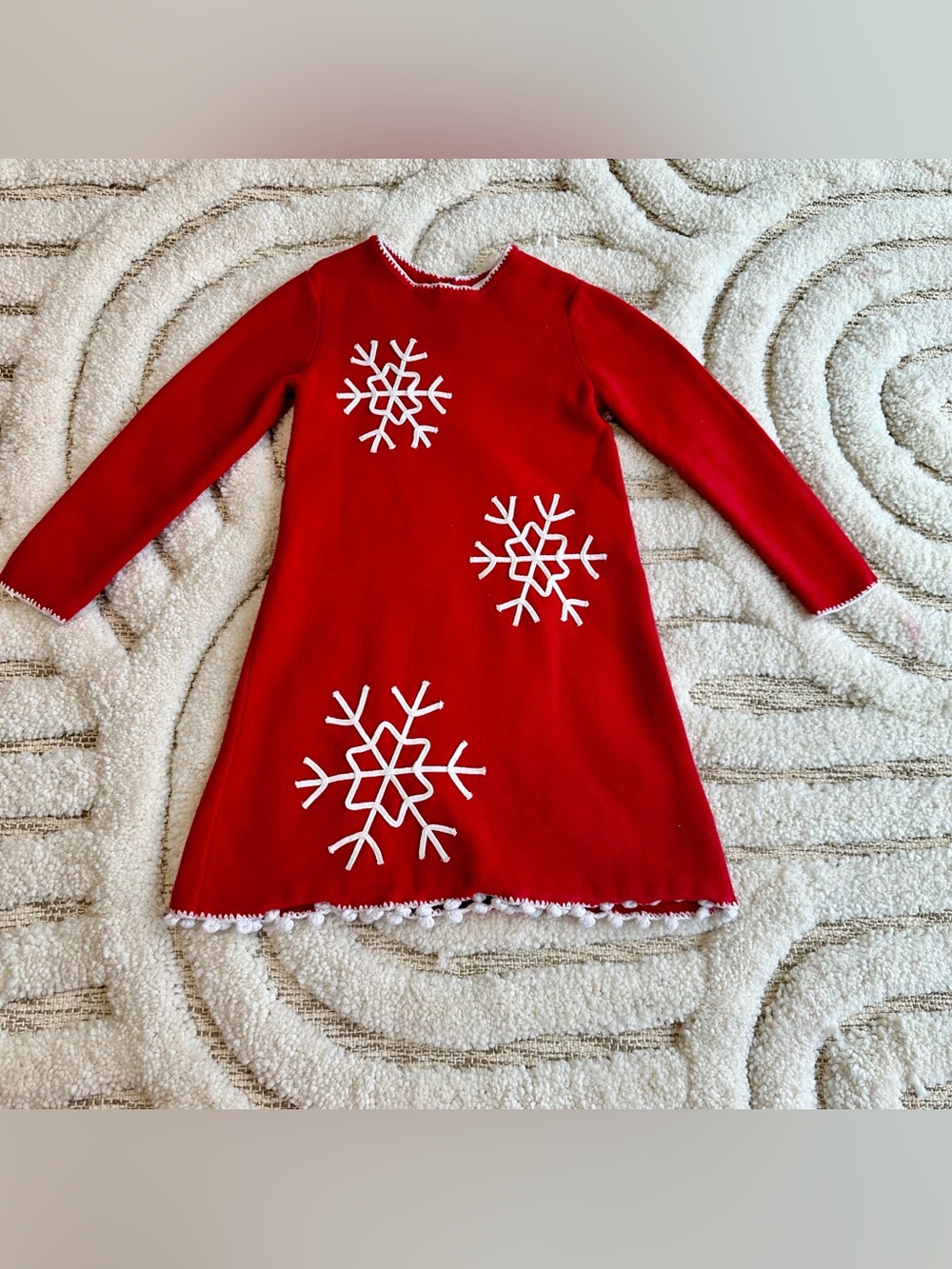 Hanna Andersson Snowflake Red Sweater Dress | Size 3T/90